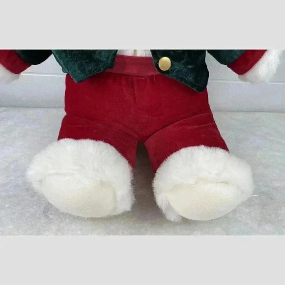 Vintage Plush Bear White With Green Jacket Red Pants Satin - Picture 4 of 8